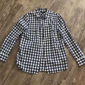 Navy and white gingham button down J Crew size 8